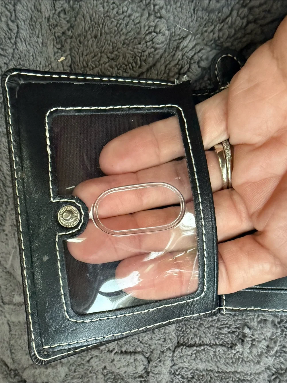 Relic Black Wallet with White Contrast Stitching-faux pebbled leather